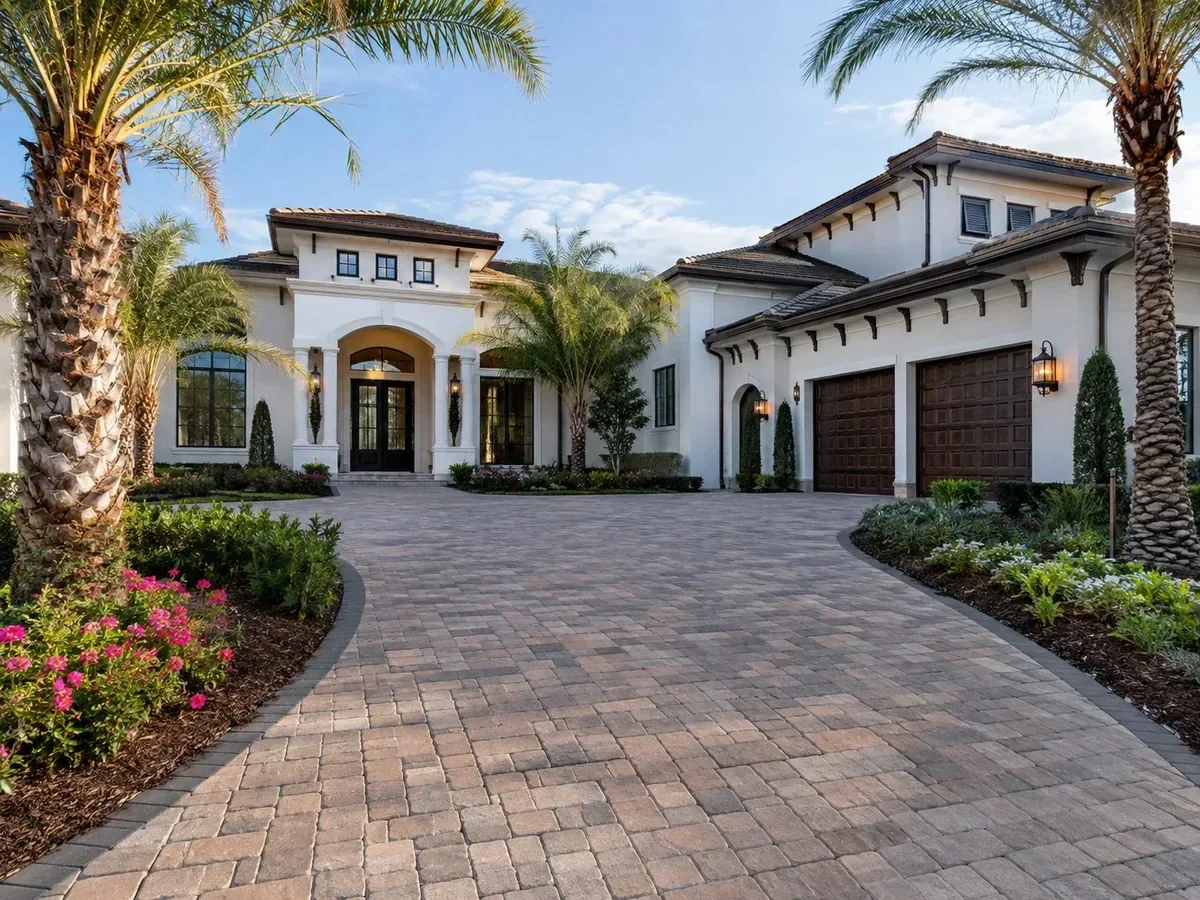 Replace the whole front hardscape with a deliberate plan.