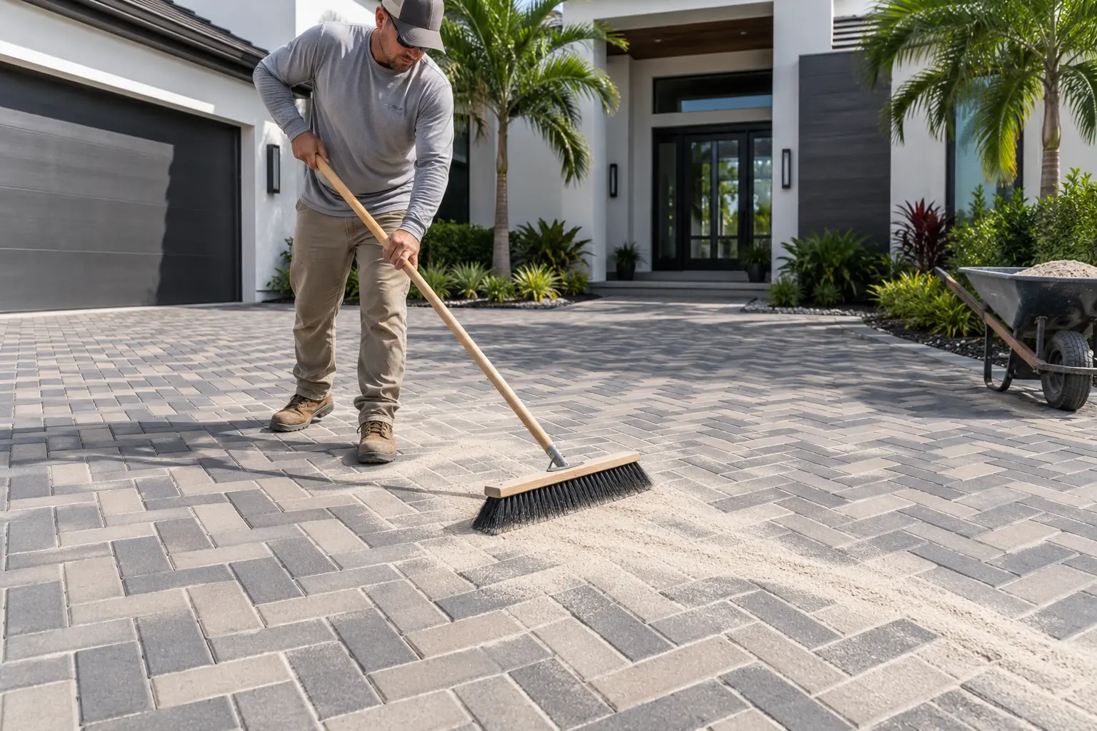 Modern rectangular brick paver joints
